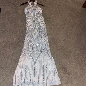 Windsor prom dress, light pink with silver sparkles. (xs/s)